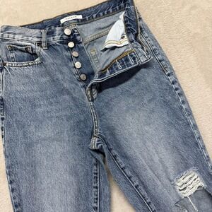 PacSun Jeans Women's 26‎ High Rise Straight Button Fly Ripped Medium Wash Denim